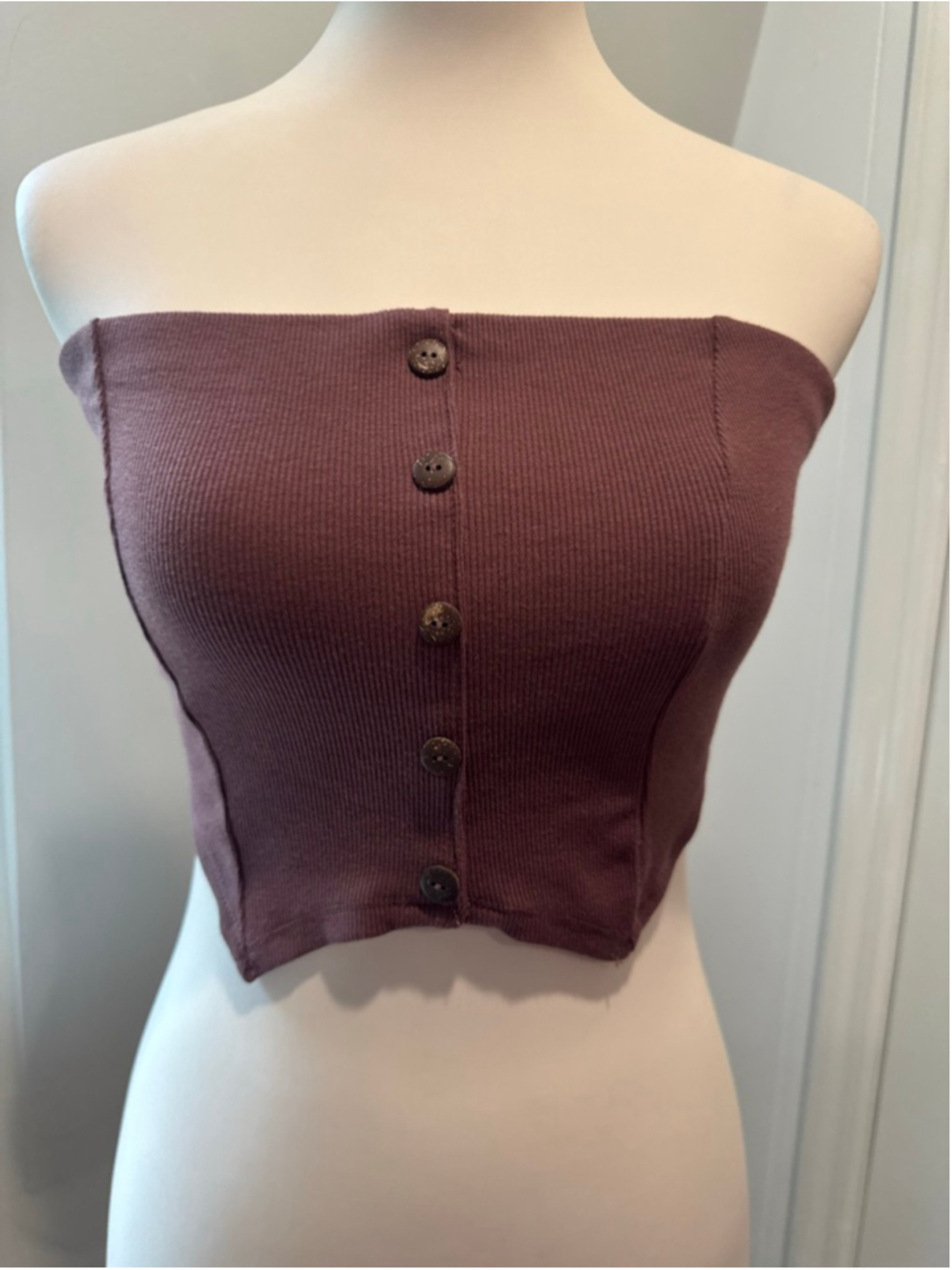 Bozzolo Ribbed Bandeau Tube Top  Brown New Womens M
